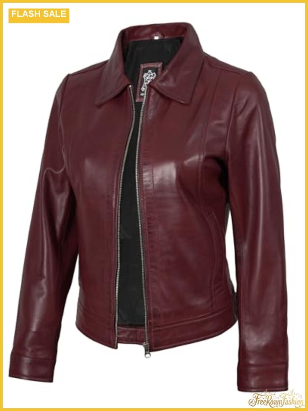 Real Lambskin Leather Vintage Style Jacket Point Collar Trench Coat